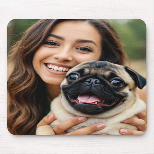 Add Pug Photo Personalize Customize Muismat (Voorkant)