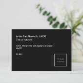 Add QR Code Artwork Exhibition Label Template Kaart (Staand voorkant)