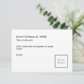Add QR Code Artwork Exhibition Label Template Kaart (Staand voorkant)