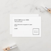 Add QR Code Artwork Exhibition Label Template Kaart (Voorkant / Achterkant in situ)