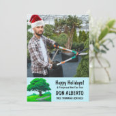 Add Santa's Hat to Photo Oak Tree Logo Business Feestdagenkaart (Staand voorkant)
