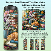 Add Text, Cat is Dreaming, Books, Coffee, Flowers Thermosbeker