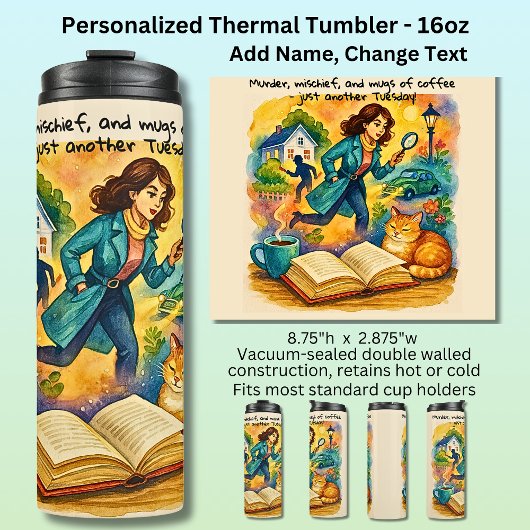 Add Text Name, Murder Mischief Coffee Thermosbeker