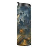 Add Text Name, Spy Mystery Action Book Novel Thermosbeker (Geroteerd rechts)