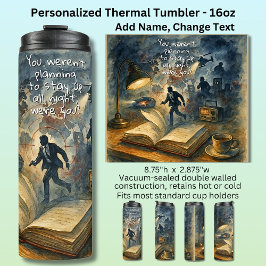 Add Text Name, Spy Mystery Action Book Novel Thermosbeker