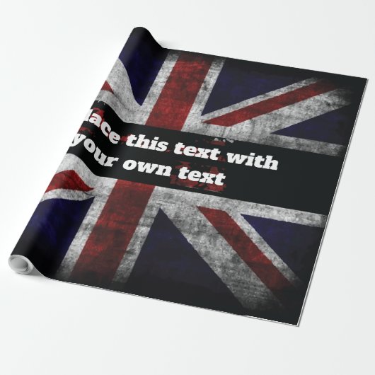 Add text on English flag Throw Pillow Cadeaupapier (Uitgerold)