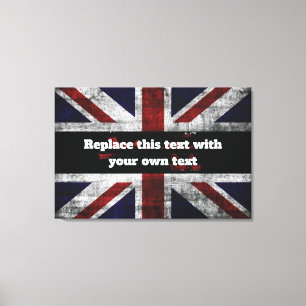 Add text on English flag Throw Pillow Canvas Afdruk