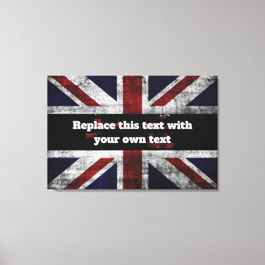 Add text on English flag Throw Pillow Canvas Afdruk (Voorkant)