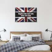 Add text on English flag Throw Pillow Canvas Afdruk (Insitu (Slaapkamer))