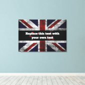 Add text on English flag Throw Pillow Canvas Afdruk (Insitu (Houten vloer))