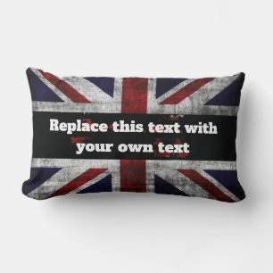 Add text on English flag Throw Pillow Kussen