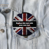 Add text on English flag Throw Pillow Ronde Button 4,0 Cm (In situ)
