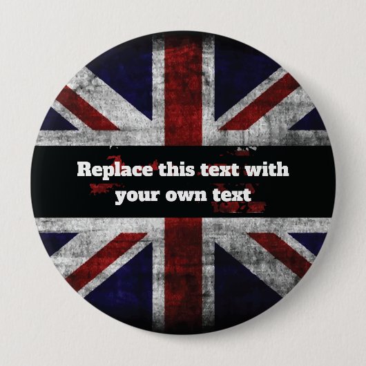Add text on English flag Throw Pillow Ronde Button 4,0 Cm (Voorkant)