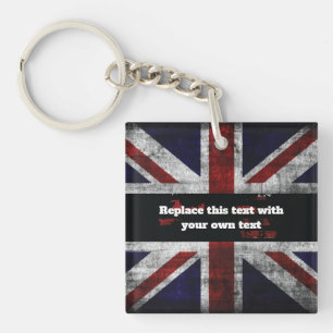 Add text on English flag Throw Pillow Sleutelhanger