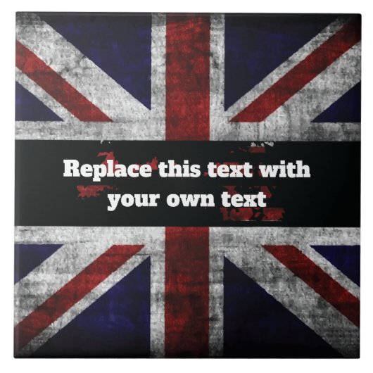 Add text on English flag Throw Pillow Tegeltje (Voorkant)