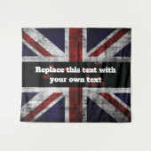 Add text on English flag Throw Pillow Wandkleed (Voorkant (horizontaal))