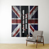 Add text on English flag Throw Pillow Wandkleed (In situ)
