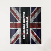 Add text on English flag Throw Pillow Wandkleed (Voorkant)