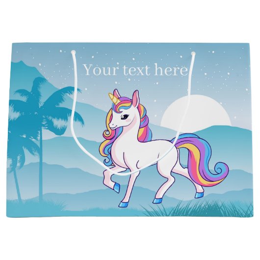 add text unicorn meiden party groot cadeauzakje (Voorkant)