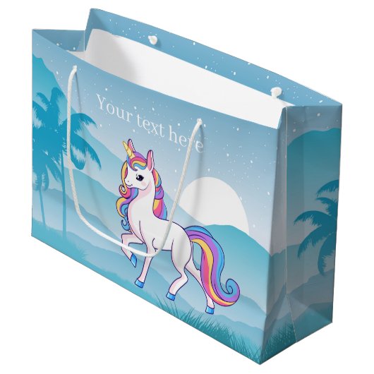 add text unicorn meiden party groot cadeauzakje (Voorkant Gekanteld)