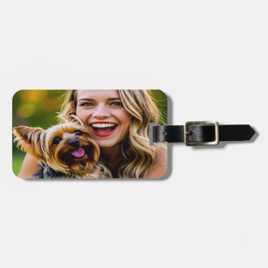 Add Yorkshire Terrier Photo Personalize Bagagelabel (Voorkant horizontaal)
