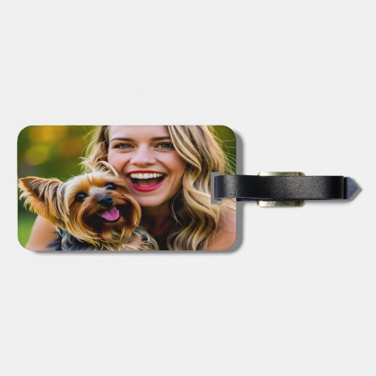 Add Yorkshire Terrier Photo Personalize Bagagelabel (Achterkant horizontaal)