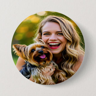 Add Yorkshire Terrier Photo Personalize Ronde Button 7,6 Cm