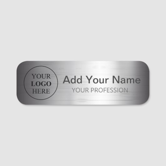 Add Your Business Corporate Logo Here Metal Naamplaatje (Voorkant)