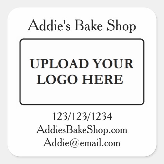 Add Your Business Logo  Vierkante Sticker (Voorkant)