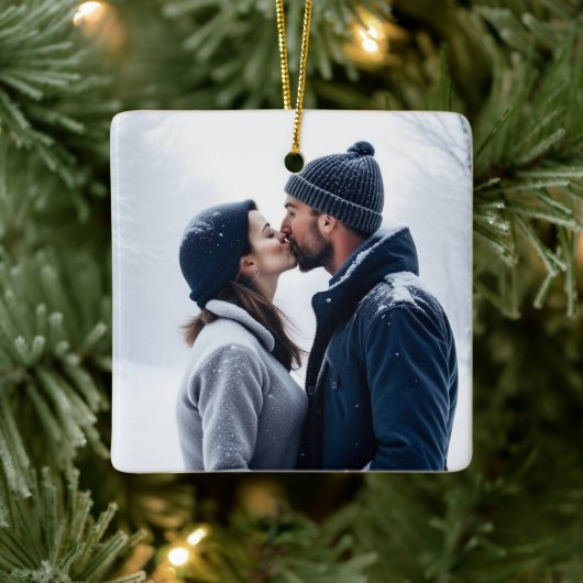 Add Your Couple's Photo to this Christmas Keramisch Ornament (Boom)