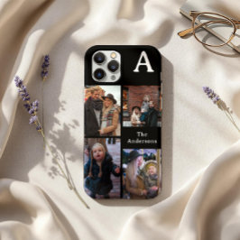 Add Your Custom 4 Photo, Monogrammed & Family Name iPhone 15 Pro Max Hoesje