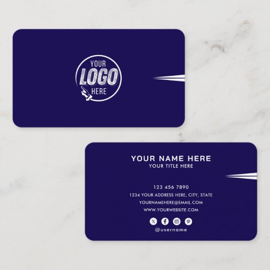 Add Your Custom Logo Circle Professional Blue Visitekaartje (Voorkant / Achterkant)