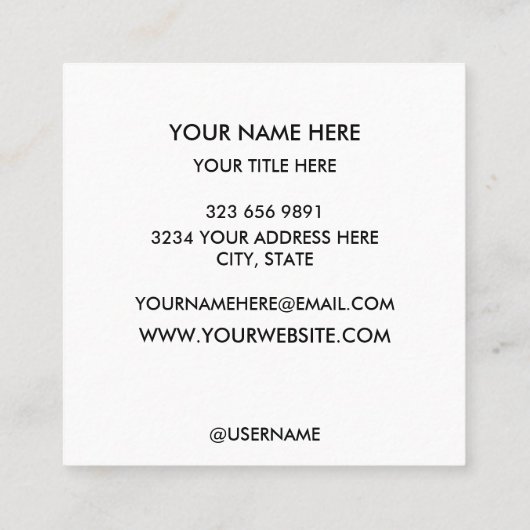 Add your custom logo circle  white vierkante visitekaartje (Achterkant)