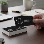 Add your custom logo QR code black Modern Design Visitekaartje