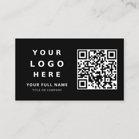 Add Your Custom Logo & Qr Code Professional Black Visitekaartje (Voorkant)