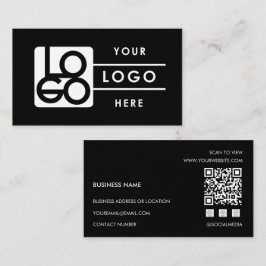 Add Your Custom Logo Rectangle Professional Black Visitekaartje