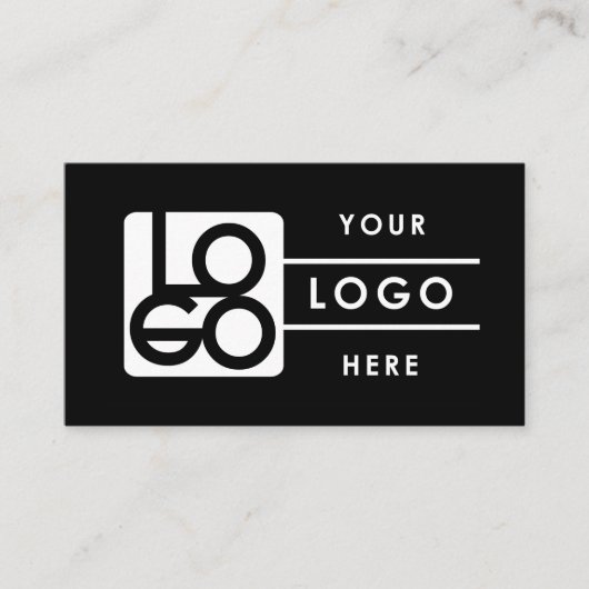 Add Your Custom Logo Rectangle Professional Black Visitekaartje (Voorkant)