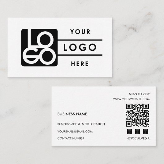 Add Your Custom Logo Rectangle Professional White Visitekaartje (Voorkant / Achterkant)