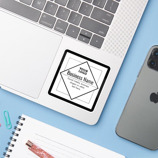 Add Your Logo Customizable Template Sticker (Laptop met iPhone)