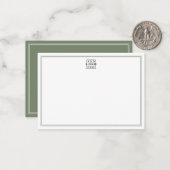 Add Your Logo Double Border Sage Green Business Notitiekaartje (Voorkant / Achterkant in situ)