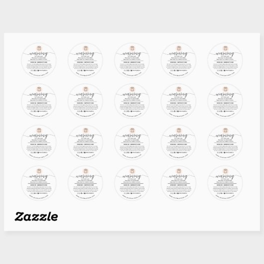 Add your Logo Elegant Personalized Candle Warning  Ronde Sticker (Vel)