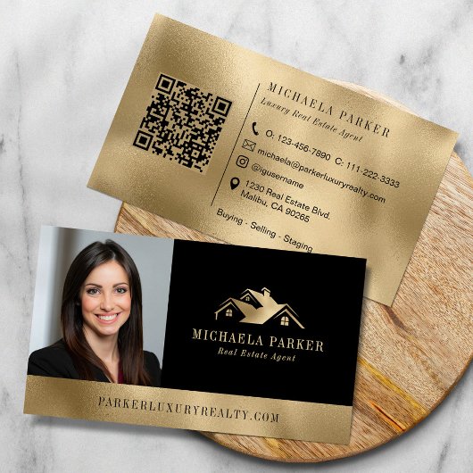 Add Your Logo Photo Luxury Real Estate Agent  Visitekaartje