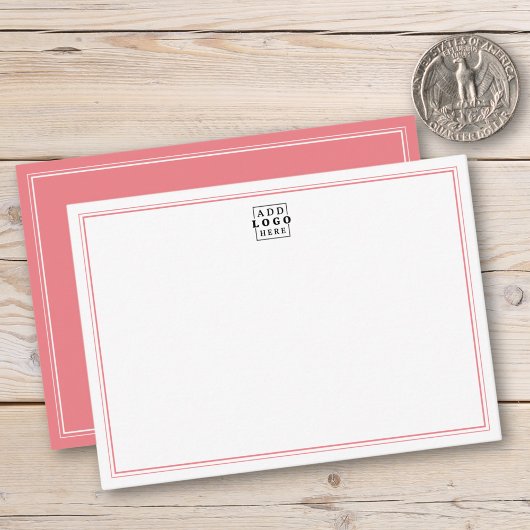 Add Your Logo Pink Double Border Business Notitiekaartje