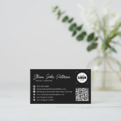 Add your logo professional QR code black Visitekaartje (Staand voorkant)