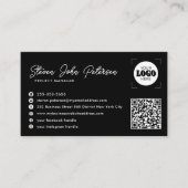 Add your logo professional QR code black Visitekaartje (Voorkant)