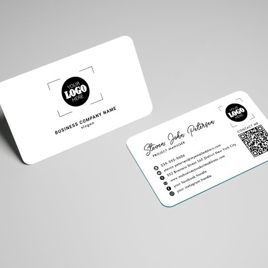 Add your logo professional QR code white Visitekaartje