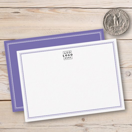 Add Your Logo Purple Double Border Business Notitiekaartje