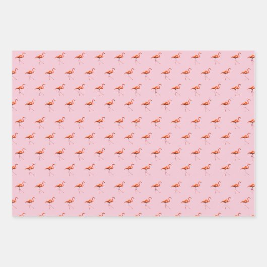 Add Your Message 3 Sheets Pink Flamingo Inpakpapier Vel (Voorkant)