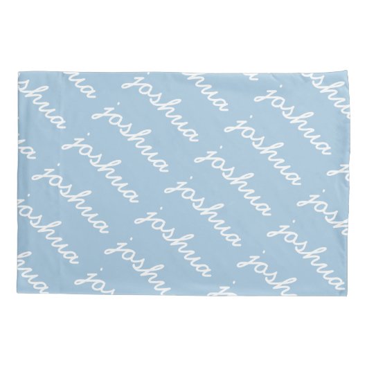 Add-Your-Name Blue Cursive Name Pillow Hoesje Kussensloop (Achterkant)