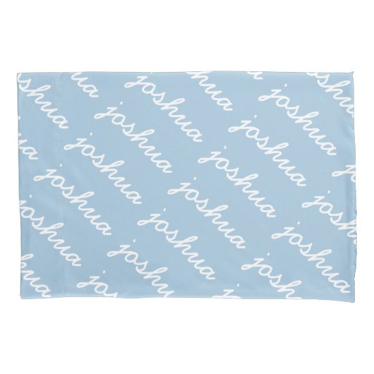 Add-Your-Name Blue Cursive Name Pillow Hoesje Kussensloop (Voorkant)